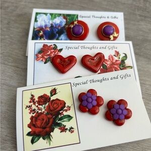 Red and Purple Earrings Set